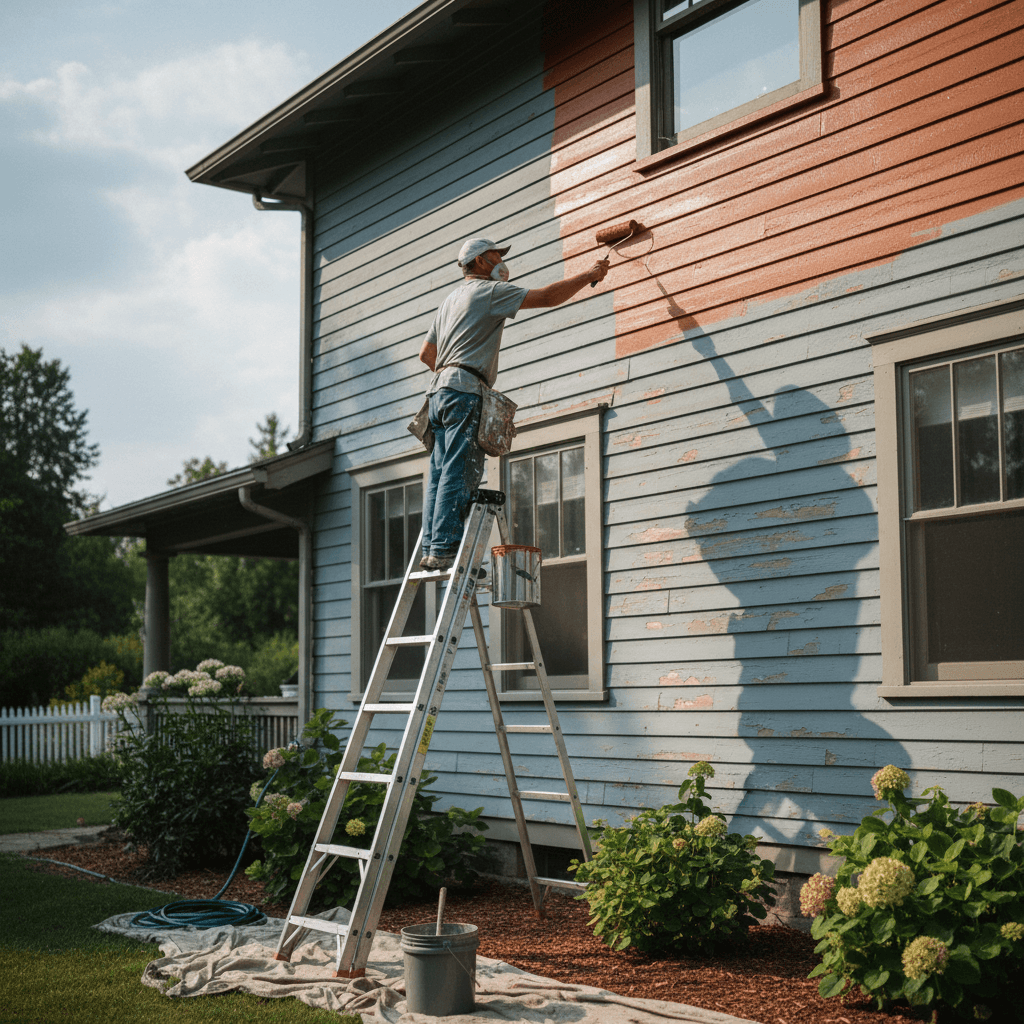 Exterior painting on home siding