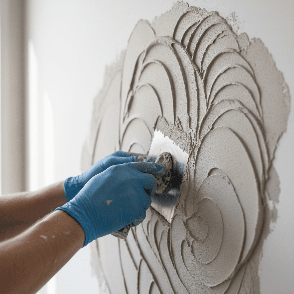 Decorative drywall finish detail work